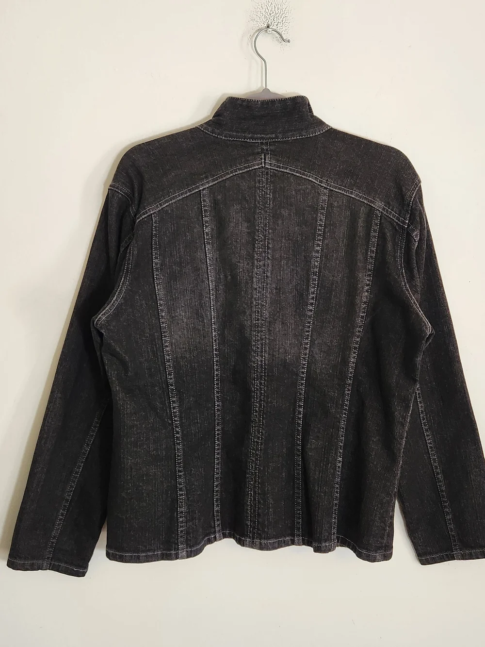 Chico's Black Denim Snap Up Jacket Size 2 Large